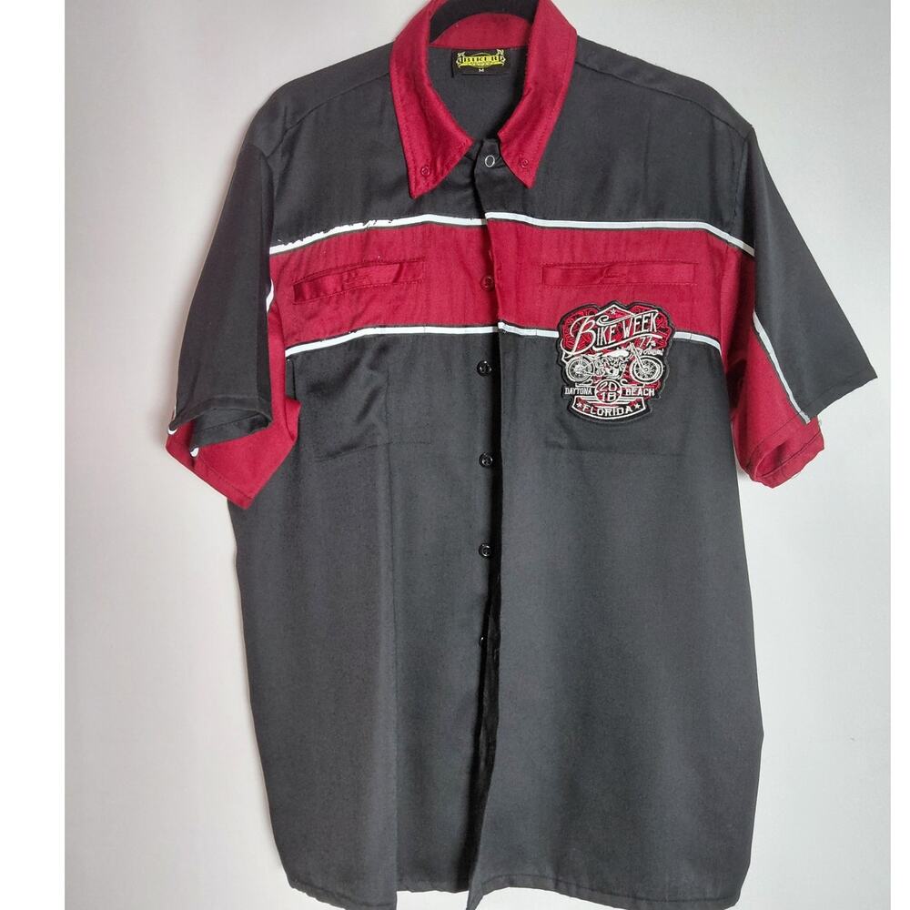Biker Clothing Company Bike Week 2018 Shirt Gray Red Graphic Print Men Size M